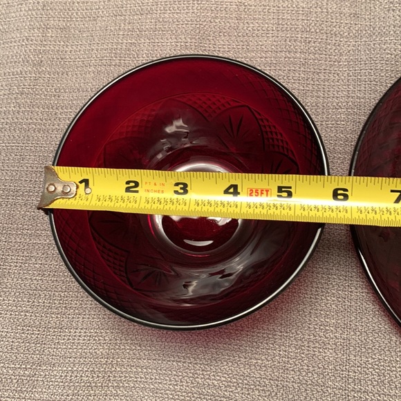 Ruby Red Etched Plate & Bowl for Christmas & Holidays - Picture 5 of 8